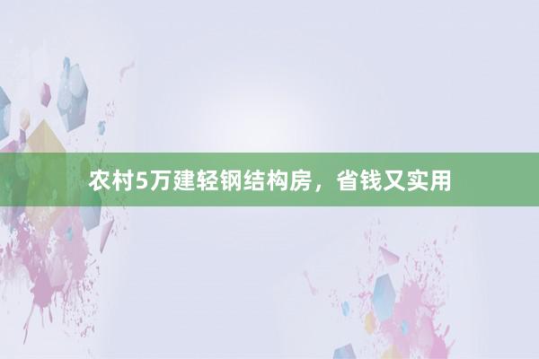 农村5万建轻钢结构房，省钱又实用